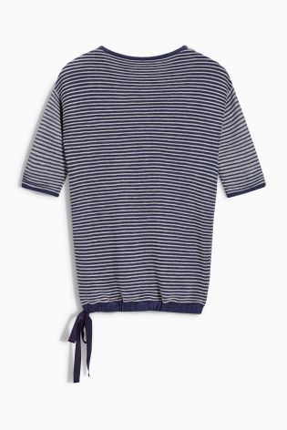 Stripe Drawstring Hem Sweater